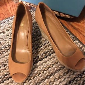 Coach Milan Peep Toe Suede Wedges